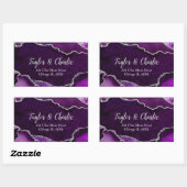Sticker Rectangulaire Marbre d'agate Faux Pailleté Violet et Argent (Feuille)