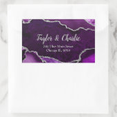 Sticker Rectangulaire Marbre de Faux Glitter Agate Violet et Argent (Sac)