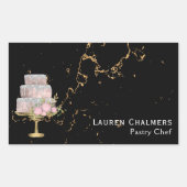 Sticker Rectangulaire Marbre noir et or Fancy Chef pâtisserie (Devant)