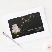 Sticker Rectangulaire Marbre noir et or Fancy Chef pâtisserie (Enveloppe)