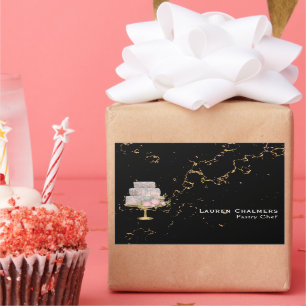 Sticker Rectangulaire Marbre noir et or Fancy Chef pâtisserie