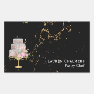Sticker Rectangulaire Marbre noir et or Fancy Chef pâtisserie
