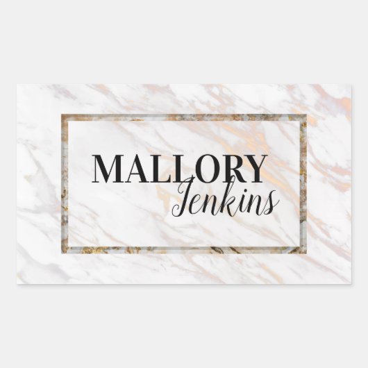 Sticker Rectangulaire Marbre rose Iridescente (Devant)