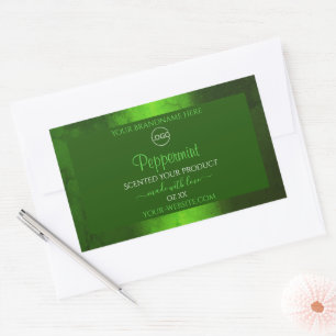 Sticker Rectangulaire Marbre vert chatoyant Marbre moderne Logo Étiquett