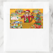 Sticker Rectangulaire Marché de poisson de Noël Stand Chat (Sac)