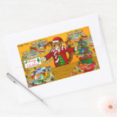 Sticker Rectangulaire Marché de poisson de Noël Stand Chat (Enveloppe)