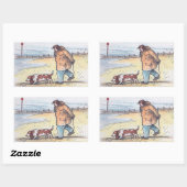 Sticker Rectangulaire Marcher le chien - 02 (Feuille)