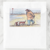 Sticker Rectangulaire Marcher le chien - 02 (Sac)