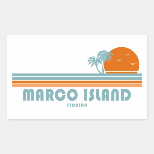 Sticker Rectangulaire Marco Island Floride palmiers solaires (Devant)