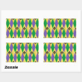 Sticker Rectangulaire Mardi Gras Arlequin Fleur De Lis (Feuille)