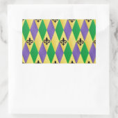 Sticker Rectangulaire Mardi Gras Arlequin Fleur De Lis (Sac)