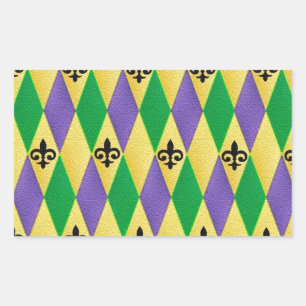 Sticker Rectangulaire Mardi Gras Arlequin Fleur De Lis