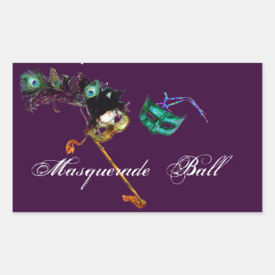STICKER RECTANGULAIRE MARDI GRAS MASQUERADE