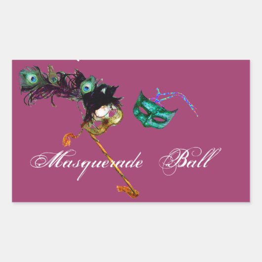 STICKER RECTANGULAIRE MARDI GRAS MASQUERADE (Devant)