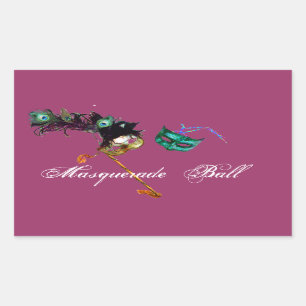 STICKER RECTANGULAIRE MARDI GRAS MASQUERADE