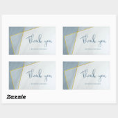 Sticker Rectangulaire mariage à cadre doré moderne bleu poussiéreux (Feuille)