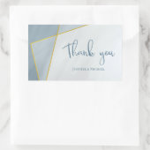 Sticker Rectangulaire mariage à cadre doré moderne bleu poussiéreux (Sac)