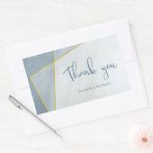 Sticker Rectangulaire mariage à cadre doré moderne bleu poussiéreux (Enveloppe)