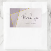 Sticker Rectangulaire mariage à cadre or moderne en prune muette (Sac)