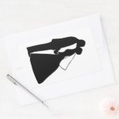 Sticker Rectangulaire Mariage baiser mariée et mariée silhouette (Enveloppe)