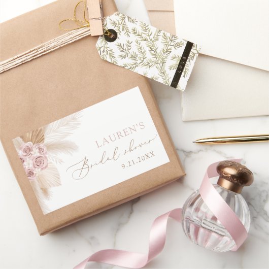 Sticker Rectangulaire Mariage Bohème avec Herbe de la Pampa (Cadeaux)