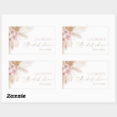 Sticker Rectangulaire Mariage Bohème avec Herbe de Pampas (Feuille)
