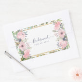 Sticker Rectangulaire Mariage Bohème Floral Rose Pâle et Verdure (Enveloppe)