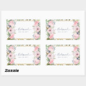Sticker Rectangulaire Mariage Bohème Floral Végétal Rose Rougissant (Feuille)