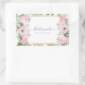 Sticker Rectangulaire Mariage Bohème Floral Végétal Rose Rougissant (Sac)
