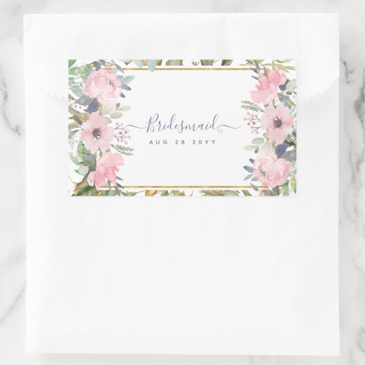 Sticker Rectangulaire Mariage Boho rose pâle (Sac)