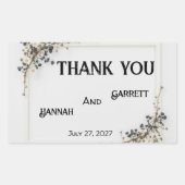 Sticker Rectangulaire Mariage botanique moderne noir et blanc (Devant)