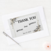 Sticker Rectangulaire Mariage botanique moderne noir et blanc (Enveloppe)
