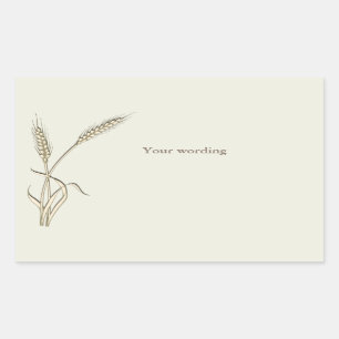 Sticker Rectangulaire Mariage campagnard de blé à herbe simple