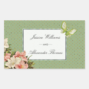 Sticker Rectangulaire Mariage Chic Lilies & Papillon Bijou