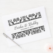 Sticker Rectangulaire Mariage Damask noir et blanc V02 (Enveloppe)