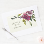 Sticker Rectangulaire Mariage d'aquarelle rose foncé violet (Enveloppe)