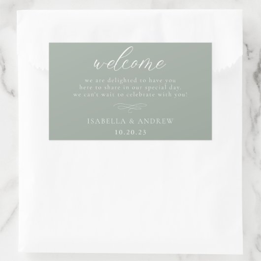 Sticker Rectangulaire Mariage de bienvenue italien Solid Sage Green (Sac)
