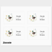 Sticker Rectangulaire Mariage de canard colvert fleur sauvage (Feuille)