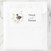 Sticker Rectangulaire Mariage de canard colvert fleur sauvage (Sac)