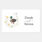 Sticker Rectangulaire Mariage de canard colvert fleur sauvage (Devant)