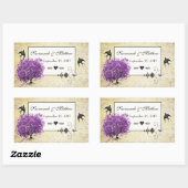 Sticker Rectangulaire Mariage de feuille d'arbre de coeur violet radiant (Feuille)