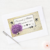 Sticker Rectangulaire Mariage de feuille d'arbre de coeur violet radiant (Enveloppe)