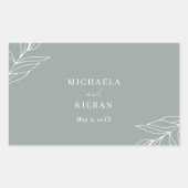 Sticker Rectangulaire Mariage de jardin de feuilles vertes modernes (Devant)