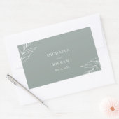 Sticker Rectangulaire Mariage de jardin de feuilles vertes modernes (Enveloppe)