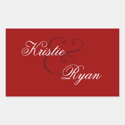 Sticker Rectangulaire Mariage de joint d'enveloppe rouge (Devant)