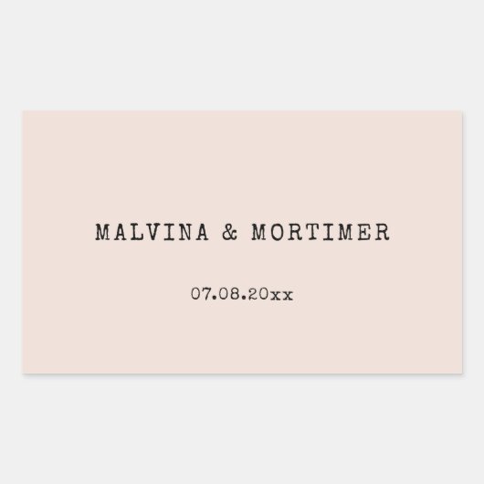 Sticker Rectangulaire mariage de machine à écrire minimaliste vintage (Devant)