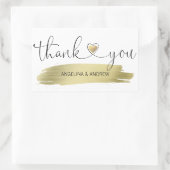 Sticker Rectangulaire Mariage de Merci de brosse d'or (Sac)