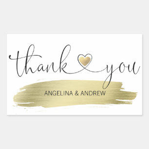 Sticker Rectangulaire Mariage de Merci de brosse d'or