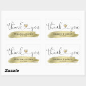 Sticker Rectangulaire Mariage de Merci de brosse d'or (Feuille)