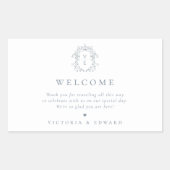 Sticker Rectangulaire Mariage de monogramme en crête bleue Dusty (Devant)